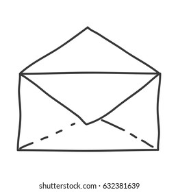 monochrome contour of open envelope vector illustration