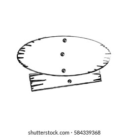 monochrome contour of oval and rectangle pieces wooden board with cloves vector illustration
