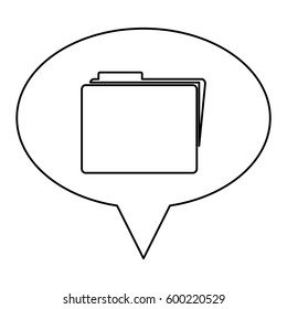 monochrome contour of oval speech with folder icon vector illustration
