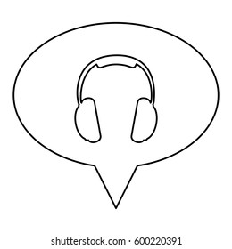 monochrome contour of oval speech with headset icon vector illustration