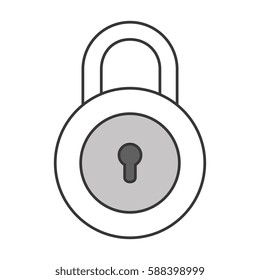 monochrome contour with padlock with round shape