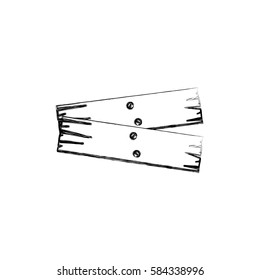 monochrome contour of pair rectangle pieces wooden board with cloves vector illustration