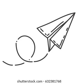 monochrome contour of paper plane vector illustration