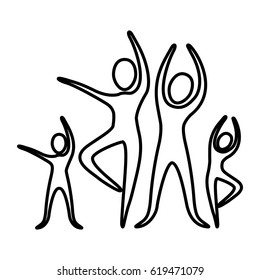 monochrome contour pictogram of practice of ballet poses vector illustration