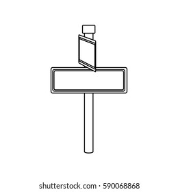 monochrome contour with rectangle shape with metal pointer with two directions vector illustration