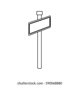 monochrome contour with rectangle shape with metal pointer direction vector illustration