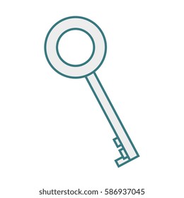 monochrome contour of rounded shape vintage key