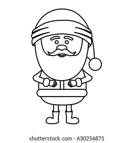 monochrome contour of santa claus standing vector illustration