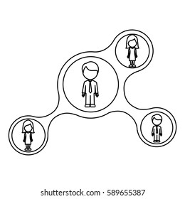 monochrome contour schematic with dad and sons faceless vector illustration