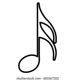monochrome contour with semiquaver note vector illustration