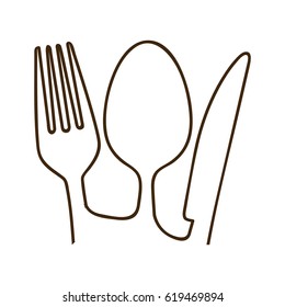 monochrome contour with set of cutlery close up vector illustration