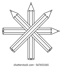 monochrome contour set of pencils icon