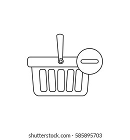 monochrome contour with shopping basket with one handle and minus sign vector illustration
