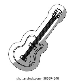 monochrome contour silhouette with electric guitar vector illustration