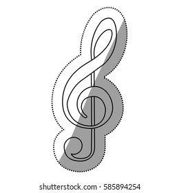 monochrome contour silhouette with sign music treble clef vector illustration