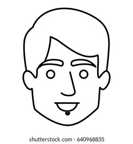 monochrome contour of smiling man face with short hair vector illustration