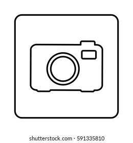 monochrome contour square with analog camera icon vector illustration