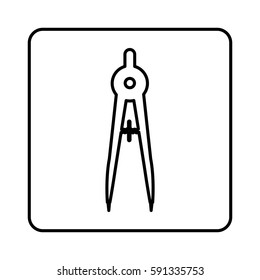 monochrome contour square with compass icon vector illustration
