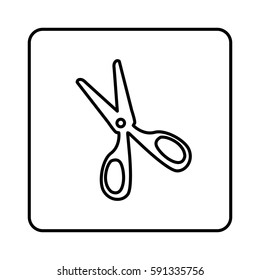 monochrome contour square with scissors icon vector illustration