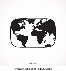 monochrome contour square with world map vector illustration