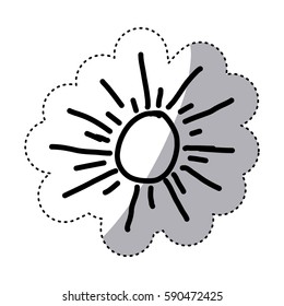 monochrome contour sticker with abstract sun vector illustration