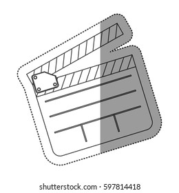 monochrome contour sticker with clapperboard cinema vector illustration