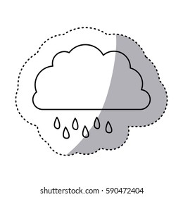 monochrome contour sticker of cloud with drizzle vector illustration