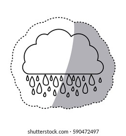 monochrome contour sticker of cloud with rain vector illustration