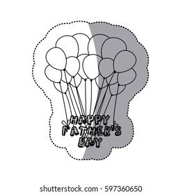 monochrome contour sticker of father's day celebration balloons vector illustration