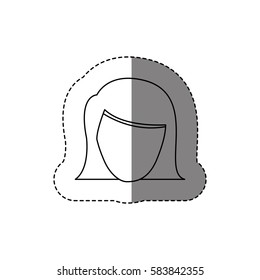 monochrome contour sticker with head of woman without face . Vector illustration