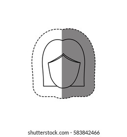 monochrome contour sticker with head of woman without face vector illustration