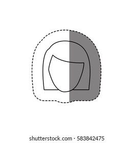 monochrome contour sticker with head of woman without face vector illustration