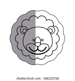 monochrome contour sticker with lion head and middle shadow