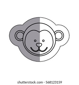 monochrome contour sticker with monkey head and middle shadow