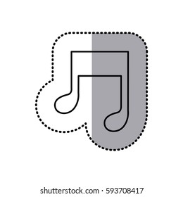 monochrome contour sticker of musical note vector illustration