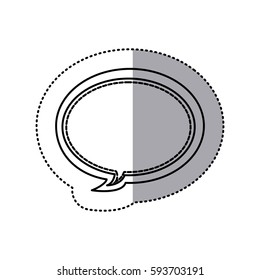 monochrome contour sticker of oval bubble frame callout dialogue vector illustration