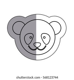 monochrome contour sticker with panda head and middle shadow
