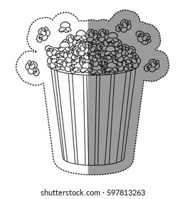 monochrome contour sticker with popcorn vector illustration