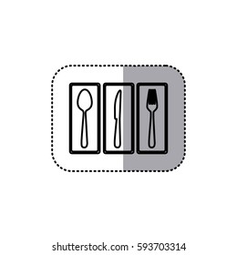 monochrome contour sticker of rectangle frame with silhouettes cutlery kitchen elements vector illustration