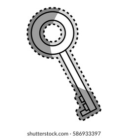 monochrome contour sticker of rounded shape vintage key