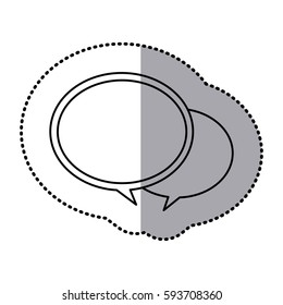 monochrome contour sticker with speech bubbles vector illustration