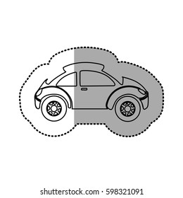 monochrome contour sticker with sport car vector illustration