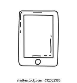 monochrome contour of tablet device vector illustration