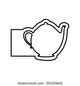monochrome contour with teapot of tea and banner vector illustration