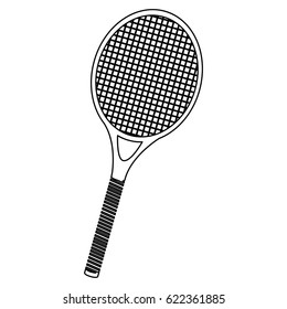 monochrome contour of tennis racket vector illustration
