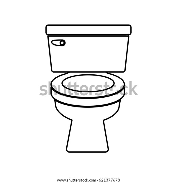 Monochrome Contour Toilet Front View Vector Stock Vector (Royalty Free ...