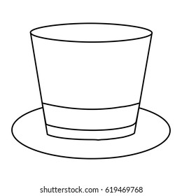 monochrome contour of top hat with ribbon in frontal view vector illustration