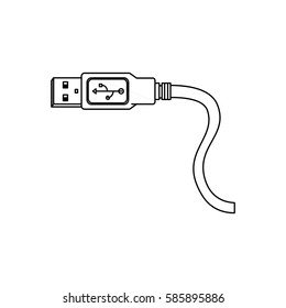 monochrome contour with usb cord vector illustration