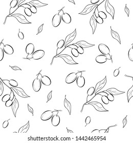 Monochrome contour vector olive pattern