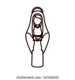 monochrome contour with virgin mary with joined hands